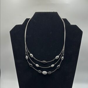 Elegant Silver and Black Beaded Necklace